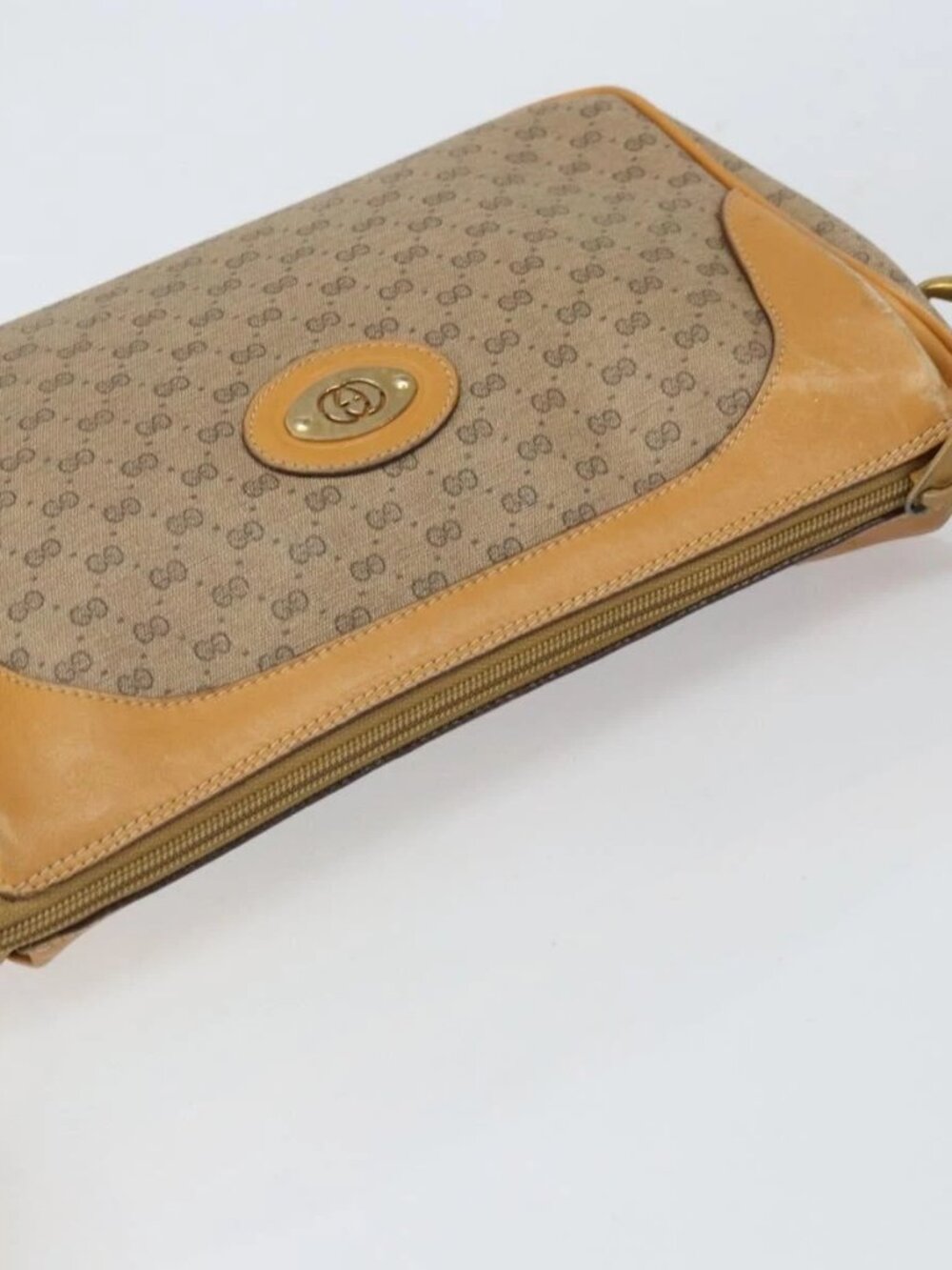 GUCCI Micro GG Supreme Shoulder Bag PVC Beige Gold Auth BA9394 - Picture 7 of 16